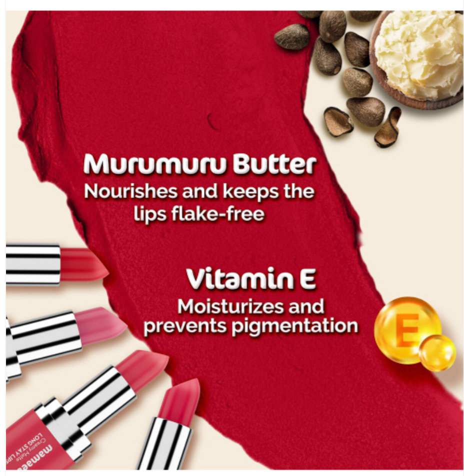 Mamaearth Creamy Matte Long Stay Lipstick With Murumuru Butter - 4.2g - Cranberry Crush